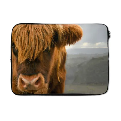 Produktbild von MuchoWow® Laptop Hülle 13 Zoll Schottischer Highlander - Orange - Nase Laptoptasche - Laptophülle - Sleeve - Rundumschutz
