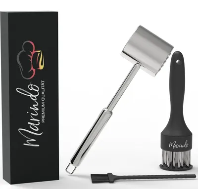 Fleischklopfer-Set, doppelseitig, Edelstahl, spülmaschinengeeignet