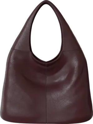Produktbild von Damen Shopper Tasche Hobo Bag Beutel Stil groß aus veganem Leder 30659 Bordeux