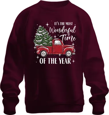 Produktbild von Most Wonderful Time of the Year - Weihnachten Weihnachtsgeschenk Christmas Uni Weihnachtspullover, Burgundy, M