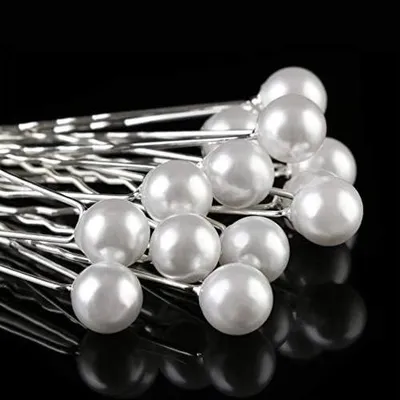 Produktbild von 50 Perlen-Haarnadeln in U-Form für Brautfrisuren, Hochzeiten, Partys und Abschlussbälle