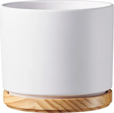 Produktbild von Blumentopf Soendgen Oslo Keramik Holz matt Ø 19 cm H 16 cm weiß
