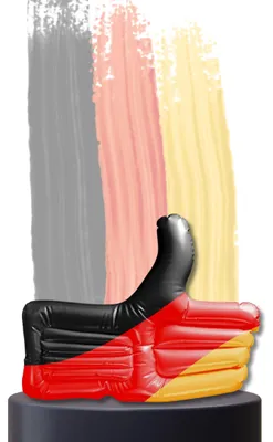 Immagine prodotto di Pollice gonfiabile con i colori della Germania. Articoli da tifosi per i Mondiali di calcio del 2026. Accessori per lo stadio. Colori della Germania