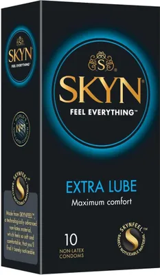 Produktbild von 10 Stück Kondome SKYN Extra Lube Extra Feucht Latexfrei Gefühlsecht 53mm Breite