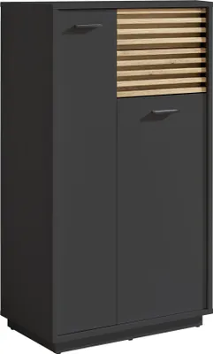 Produktbild von Badkommode >Liguria< in Anthrazit / Evoke Eiche Nachbildung - 60x106x35cm (BxHxT)