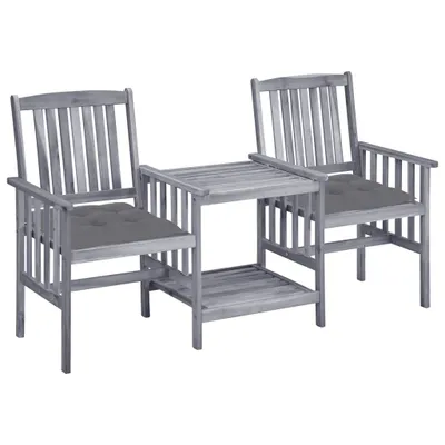 Image de vidaXL Chaises de jardin avec table de thé et coussins en bois massif d'acacia