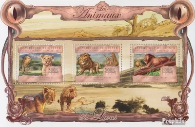 Produktbild von Briefmarken Guinea 2013 Mi 9841-9843 Kleinbogen (kompl. Ausgabe) postfrisch Löwen (Panthera leo)
