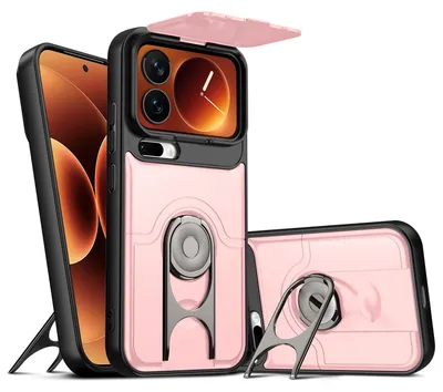 Image de Coque de téléphone pour Xiaomi 17 Pro avec protection pour l'appareil photo et support anneau, coque hybride antichoc rose