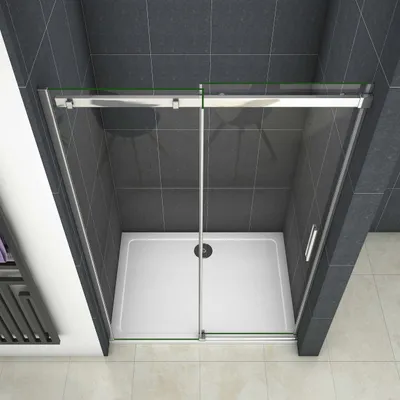 Produktbild von 160X195cm Duschabtrennung Nischentür Schiebetür Duschkabine Duschwand 6mm Echtglas ESG Glas Dusche Duschtür