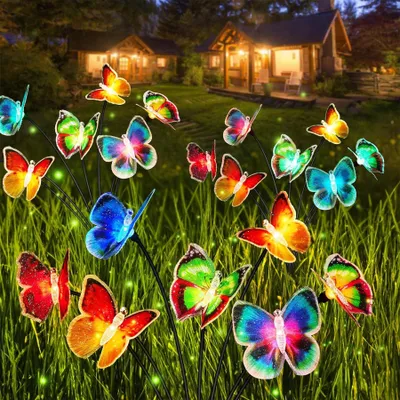 Solar-Vlinderleuchten 2er-Set, 14 LED, IP65, Farbwechsel