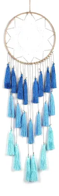 Makramee Traumfänger, handgefertigt, 20 cm, blau, Wanddeko