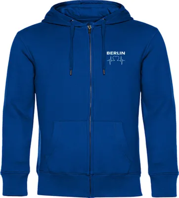 Produktbild von multifanshop Kapuzen Sweatshirt Jacke - Berlin blau - Herzschlag, blau, Größe S