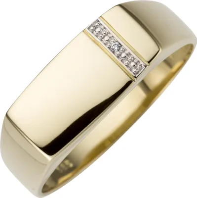 Produktbild von Gr. 64 Herren Ring 0,005ct 585 Gold Gelbgold 1 Diamant Brillant Herrenring