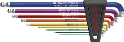 Obrázek produktu pro Sada šestihranných klíčů v plastovém pouzdře 9 kusů1.5-10 90-100stupňůRainbow PB Swiss Tools
