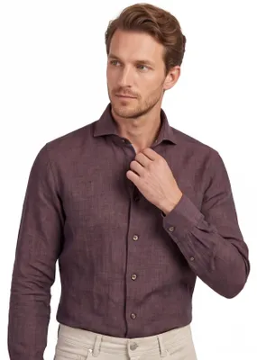 Produktbild von John Miller Hemd Tailored Fit braunes Leinen