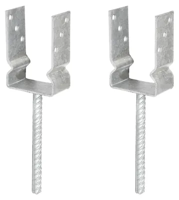 Immagine prodotto di Alberts 208660 Supporto per pali a U, da avvitare o da inserire nel calcestruzzo, zincato a caldo, larghezza utile 91 mm, set di 2