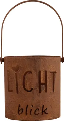 Produktbild von Metall Laterne Windlicht Edelrost Deko mit Schriftzug Lichtblick, 2 Stück