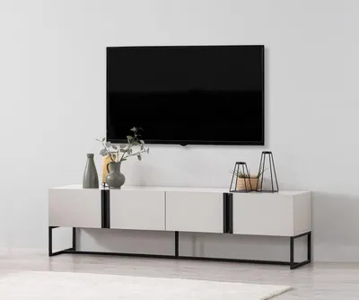 Obrázek produktu pro Příborník TV stolek RTV lowboard obývací pokoj bílé dřevo moderní