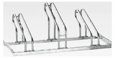 Produktbild von Fahrradständer | Bügel aus 18 mm Stahlrohr | einseitige Radeinstellung | feuerverzinkt | 3 Stellplätze