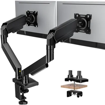 Produktbild von Doppel Monitor Halterung für 17-32 Zoll Bildschirme, Dual Monitor Arm Gasdruckfeder 2-9 kg, VESA 75/100 mm, Klemmhalterung