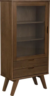 Produktbild von A-Line Vitrinenschrank 1 Tür 2 Schubladen 2 Regale Grau.