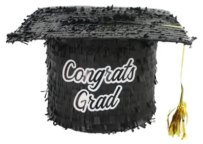 Produktbild von Pinata "Congrats Grad" Doktorhut Schwarz | 28x29x15cm