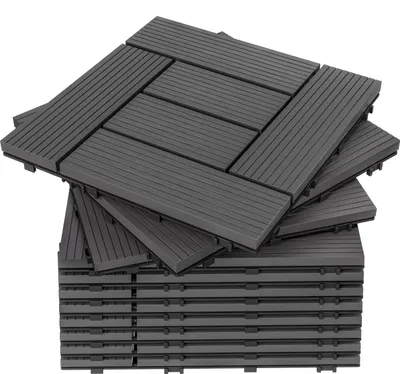 Produktbild von DEUBA® WPC Fliesen 30x30 cm Stecksystem Zuschneidbar Drainagesystem Terrasse Balkon Garten Klickfliesen Mosaik Anthrazit