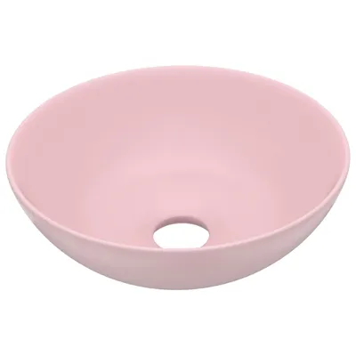 Zdjęcie produktu dla vidaXL Umywalka ceramiczna matowa różowa okrągła