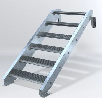 Produktbild von Stahltreppe 6 Stufen bis Höhe 120 cm, Laufbreite : 70 cm kein Geländer ST 1 (31 / 31 mm)