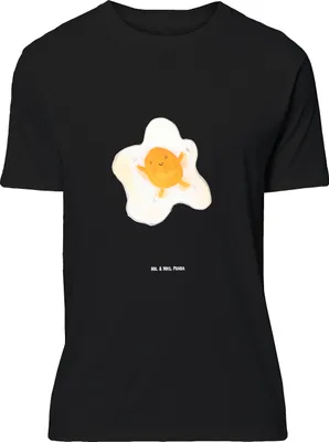 Produktbild von Mr. & Mrs. Panda Größe XL T-Shirt Spiegelei Ei - Schwarz - Geschenk, Lustige Sprüche, Liebe, Glücklich, Shirt, Tag, mit Spruch, Tshirt, Schön