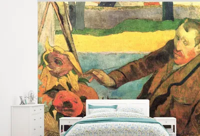 Produktbild von MuchoWow® Fototapete für Wohnzimmer oder Schlafzimmer Wandtapete Vinyl Motivtapete Der Sonnenblumenmaler - Vincent van Gogh - 275x220 cm - Gemustert
