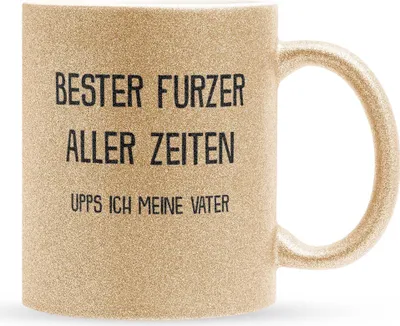 Produktbild von 22Feels Glitzertasse Gold Papa Geschenk Vatertag Vater Geburtstag Kaffeetasse Männer Weihnachten Haferl Geschenkidee Bürotasse