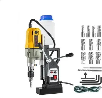 Obrázek produktu pro Elektrická magnetická vrtačka 1100 W, průměr 1,57 palce, nosnost 2697 lbf/12 000 N, 7 vrtáků, 580 otáček za minutu