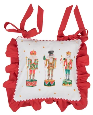 Produktbild von Clayre & Eef Kissenbezug für Stuhl 40x40 cm Weiß Rot Baumwolle Nussknacker