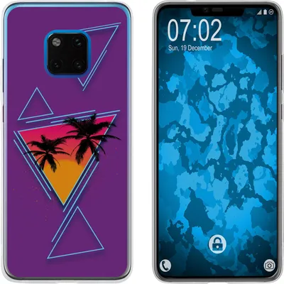 Produktbild von PhoneNatic Case kompatibel mit Huawei Mate 20 Pro Silikon-Hülle Retro Wave Palmen M3