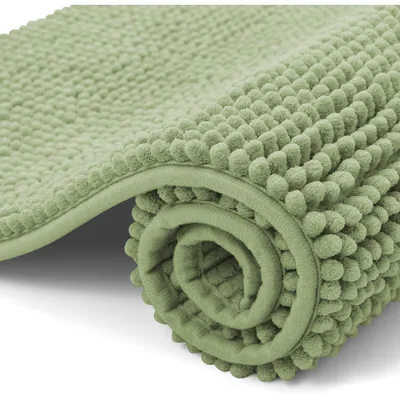 Image de Tapis de bain en velours antidérapant, absorbant, 40x60 cm, vert foncé
