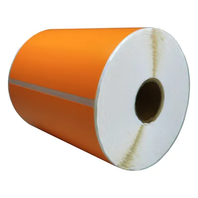 Produktbild von DULA Etiketten - Kompatibel mit Zebra 102x152mm - Orange - Permanent - 1 Rolle - 300 Etiketten pro Rolle - Kern 25mm