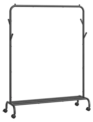 Immagine prodotto di Portaabiti su ruote – Organizzatore per abiti – Acciaio nero – 41 x 103,5 x 155 cm