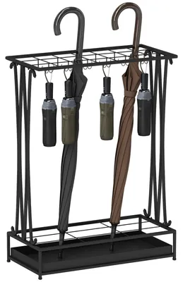 Image de Support-parapluie, en acier avec revêtement par poudre, design moderne, couleur noire