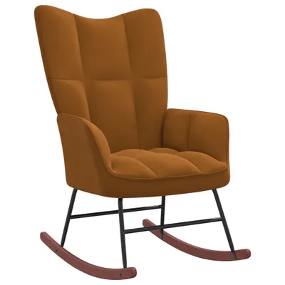 Image de Chaise à bascule en velours marron 61 x 98 x 78 cm