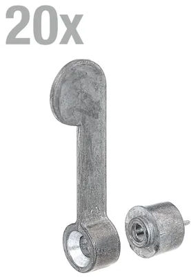 Produktbild von Alberts 20 x Vorreiber 60 mm mit Schließblech und Distanzstück, aus Zinkdruckguss
