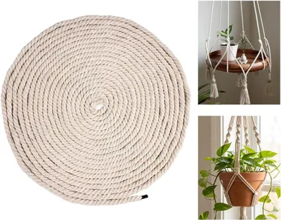 Produktbild von Baumwollkordel, Makramee Garn Seil für Dekoration, Gartenarbeit (6mm x 10m) | Tau Seil Baumwolle Rope Baumwollkordel Dickes Seil, Vielseitig Baumwollseil, Makramee Garn Kordelband Baumwollkordel, Weiß