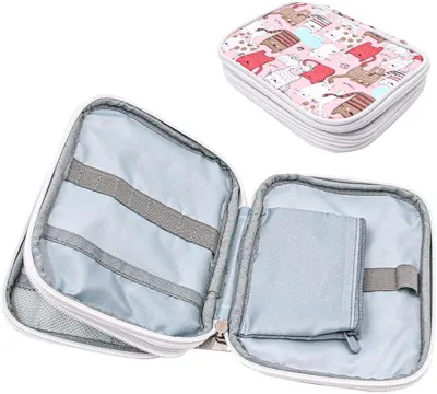 Produktbild von Haaknahtasche mit Netztaschen, tragbar, Organizer für Zubehör, für die Aufbewahrung