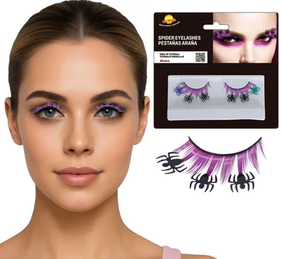 Imagen del producto de Accesorios de disfraz de bruja de Halloween, pestañas de araña, para un look creativo en fiestas, eventos, maquillaje y carnaval