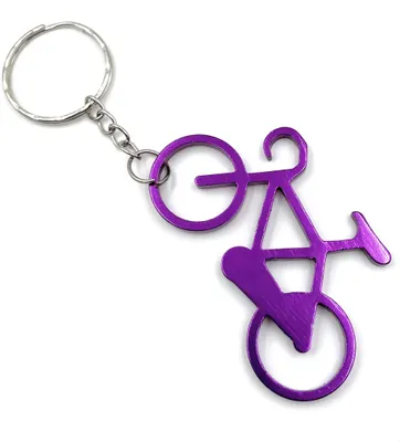Produktbild von Onwomania Fahrrad pink flach Schlüsselanhänger Metall Glücksbringer in Alu Geschenkbox, ideal zum Verschenken
