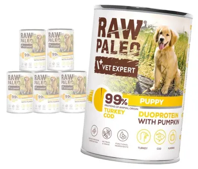 Zdjęcie produktu dla Raw Paleo Turkey&Cod Puppy Duoprotein 6x400g Mokra Karma Dla Szczeniąt z Indykiem i Dorszem