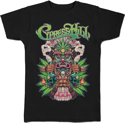 Imagen del producto de Camiseta uni para hombre/mujer de Cypress Hill, diseño "Tiki Time", modelo RO8106 (talla L), color negro