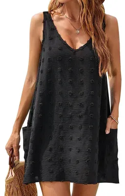 Produktbild von Strandkleid Damen, V-Ausschnitt, mit Taschen, Größe L, für den Strand