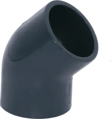 Produktbild von HAF 1x PVC Fittings Winkel 45° mit 40mm x 40mm | Klebemuffe x Klebemuffe | Winkelverbinder aus grauem PVC-U | PN16 für PVC Rohr, Schwimmbad & Teich