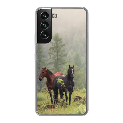 Produktbild von MuchoWow® Handyhülle Schutzhülle Hülle für Samsung Galaxy S22 Plus Pferde - Wald - Nebel Silikon Softcase Handy Hülle - Schutzabdeckung